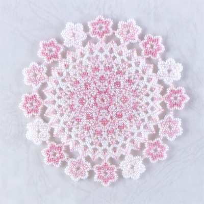 小花モチーフのレース編み風ビーズのドイリーキット ピンク Kt105 3 ビーズアクセサリーlobelia