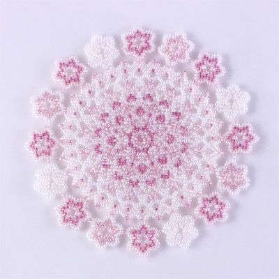 小花モチーフのレース編み風ビーズのドイリーキット ピンク Kt105 3 ビーズアクセサリーlobelia