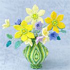 3種類のビーズの小花のアレンジメント・縞模様の花瓶のキット：KT450-1-2
CH